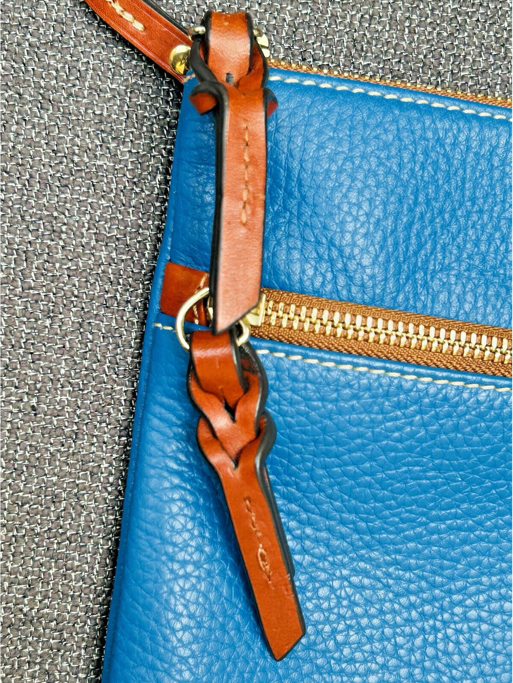 Dooney & Bourke Pebble Leather Royal Blue Crossbody Bag Purse Y2K Boho - Picture 4 of 15